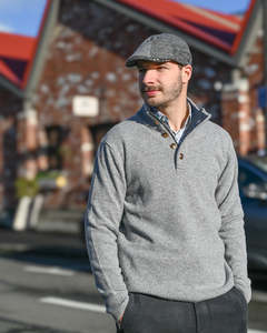 Berlin | Pullover With Button Neck | Grey | Lambswool