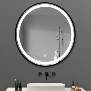 Led Mirrors: Nova Frost Frame - LED Mirror Round with Frosted Edge and Black Frame