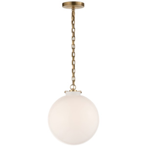 Katie Globe Pendant - White Glass