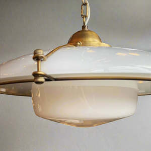 Lighting For Kitchens: Custer White Glass Pendant - Large