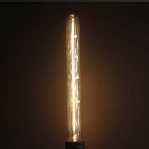 T30 Amber Glass Straight Filament 4W 2700K LED Dimmable E27 Light Bulb