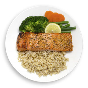 Meals: Salmon and Brown Rice with Mixed Vegetables - Muscle Chow