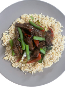 Meals: Mongolian Beef with Brown rice and Mixed veg - Muscle Chow