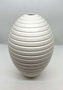 #24-19 MATT WHITE GROOVED VESSEL