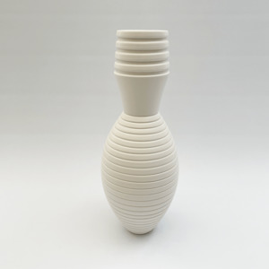 #18 MATT WHITE GROOVED AND RIDGED VESSEL