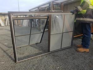 Products: Brown Aluminium Colonial Window 1 Fan Opening Musgroves