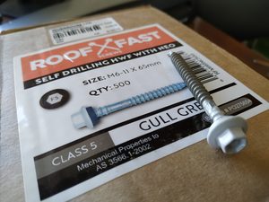 New Gull Grey 6mm x 65mm Rooffast Hex Screw (500) Musgroves