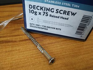 10g x 75mm Raised Torx Decking Screw Stainless Steel Musgroves