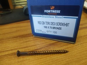 10g x 75mm Raised Torx Decking Screw Bronze Stainless Musgroves