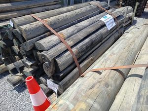 Products: Pine Half Round Post 150-200mm by 1.8m Musgroves
