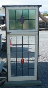 Wooden Leadlight Window with Coloured Pattern Musgroves