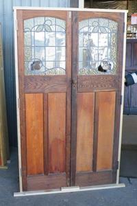 Products: Ext Cedar French Door Coloured Leadlight AS IS Musgroves