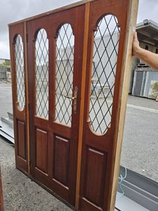 Ext Cedar 2 Panel + 2 Pane Door with 2 Sidelights AS IS Musgroves