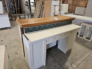 Cream Kitchen Island with Rimu Bench Top Musgroves