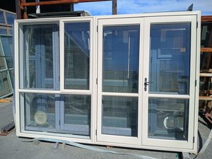 Products: Desert Sand Aluminium French Door with Sidelight Musgroves