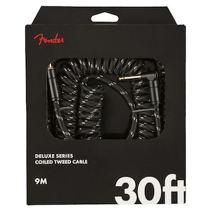 Fender Deluxe Series Tweed Coil Instrument Cable 30' Black Tweed - Music Machine&hellip;