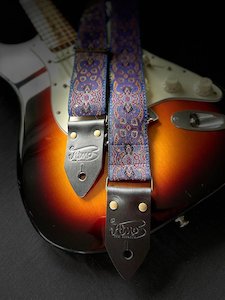 Atmos Nz Guitar Straps: Atmos Purple Haze Guitar Strap Brown Leather