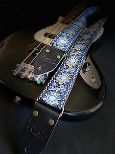 Atmos The Tribute Blue Guitar Strap Brown Leather