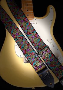 Atmos Wildbloom Guitar Strap Black Leather