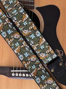 Atmos Wildflower Guitar Strap Black Leather