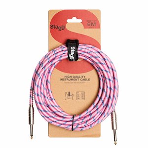 Stagg SGC6VT Vintage Tweed Instrument Cable 20ft-Pink