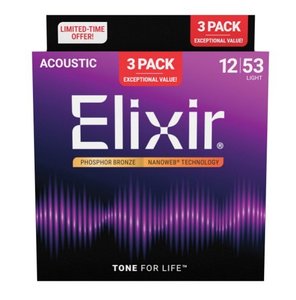 Guitars: Elixir Phosphor Bronze 12–53 Acoustic Guitar Strings 3-Pack