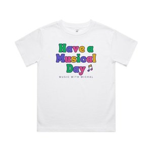 Products: Children's Have a Musical Day Tee: White - MUSIC WITH MICHAL