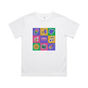 Children's Shapes and Colours Tee: White - MUSIC WITH MICHAL