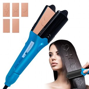 3D Hair Imprinting Straightener & Crimper with 5 Plates