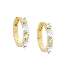 Products: Classic Baguette And Round Gold Hoops - MW Diamond Jeweller