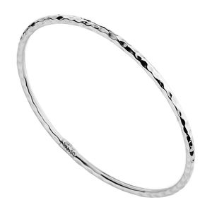 Products: 3mm Hollow Beaten Bangle 68mm Stg Silver - MW Diamond Jeweller