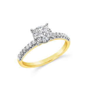 Rhodium Plated 9K 21 Diamond Cluster Ring - MW Diamond Jeweller