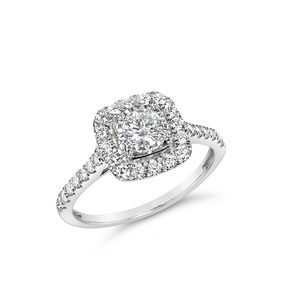 Brilliant Diamond Halo Cushion Cluster Ring - MW Diamond Jeweller
