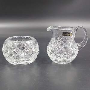 Crystal And Glass: Julia Crystal - Crosses - Milk Jug and Sugar Bowl