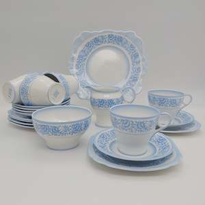 Bell China - Blue Floral Band, 4640 - 21-piece Tea Set