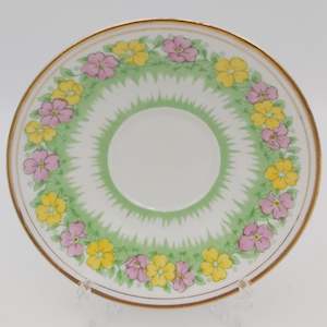 China Brand Bell China England: Bell China - Pink and Yellow Flowers - Saucer
