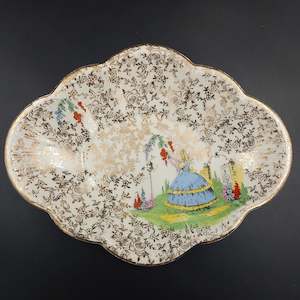 China Brand Empire Porcelain Co England: Empire - Crinoline Lady, Blue Dress - Oval Dish