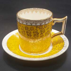 China Brands I J: James Kent - Gold Filigree with Yellow Band, 5113 - Demitasse Duo
