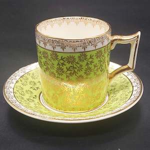 James Kent - Gold Filigree with Green Band, 5113 - Demitasse Duo