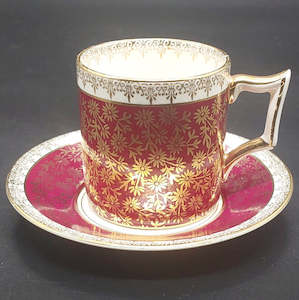 James Kent - Gold Filigree with Maroon Band, 5056 - Demitasse Duo