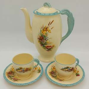 China Brands N: New Hall - Water Lily and Iris, Pattern 1227A - Coffee Set