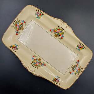 China Brand John Maddock Sons England: John Maddock & Sons - Fruits and Flowers - Tab-handled Sandwich Tray