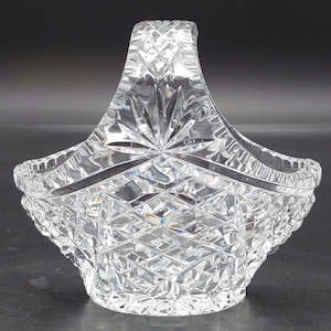 Vintage Cut Crystal - Crosses - Basket Vase, 15 cm long