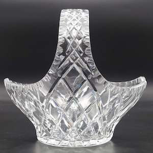 Vintage Cut Crystal - Crosses - Basket Vase, 25 cm long