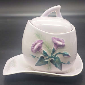 Carlton Ware - Convolvulus, Purple - Lidded Preserve Pot on Tray