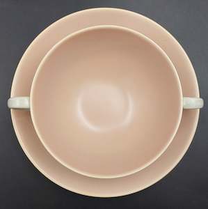 China Brand Poole England: Poole - C97 Peach Bloom and Seagull - Soup Bowl and Saucer