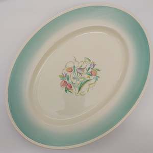 Susie Cooper - Dresden Spray, Blue/Green 1017 - Platter, Medium