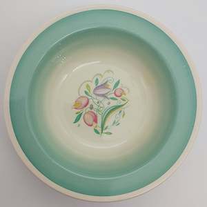 Susie Cooper - Dresden Spray, Blue/Green 1017 - Rimmed Bowl