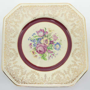 Palissy - Floral Spray with Gold Filigree Border - Plate