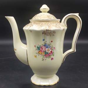 China Brands C: Crown Staffordshire - Floral Spray, Gold Floral Filigree - Coffee Pot